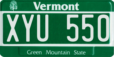 VT license plate XYU550