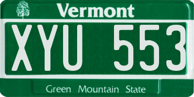 VT license plate XYU553