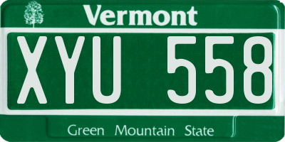 VT license plate XYU558