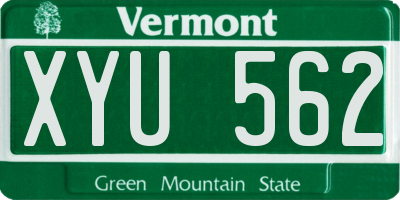VT license plate XYU562
