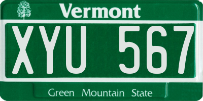 VT license plate XYU567