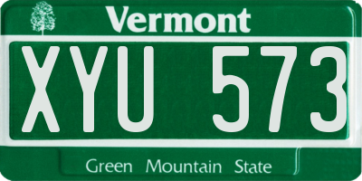 VT license plate XYU573