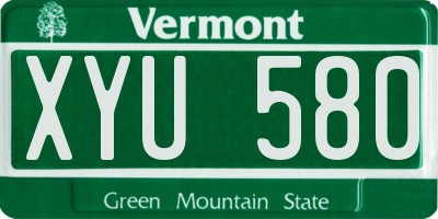 VT license plate XYU580