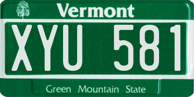 VT license plate XYU581