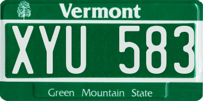 VT license plate XYU583
