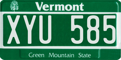 VT license plate XYU585