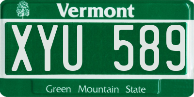 VT license plate XYU589