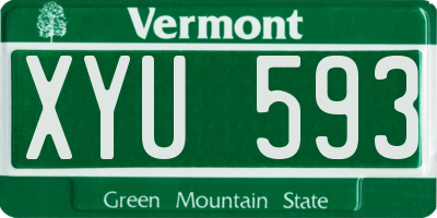 VT license plate XYU593