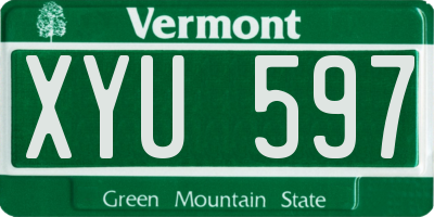 VT license plate XYU597