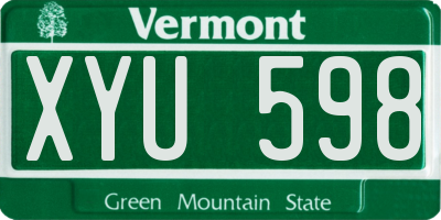 VT license plate XYU598