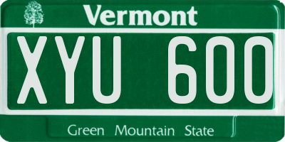 VT license plate XYU600
