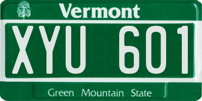VT license plate XYU601
