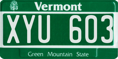 VT license plate XYU603