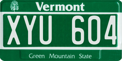 VT license plate XYU604