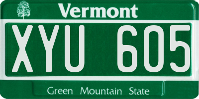 VT license plate XYU605