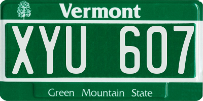 VT license plate XYU607