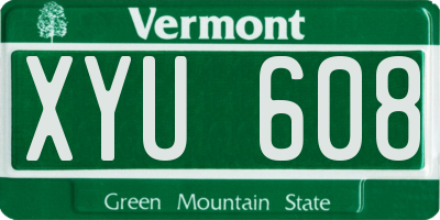 VT license plate XYU608