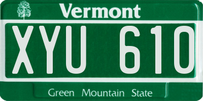 VT license plate XYU610