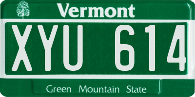 VT license plate XYU614