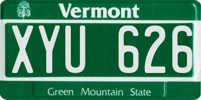 VT license plate XYU626