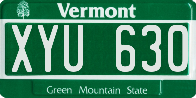 VT license plate XYU630
