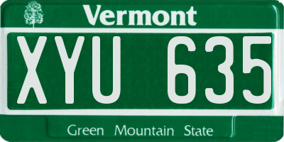 VT license plate XYU635