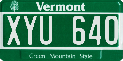 VT license plate XYU640
