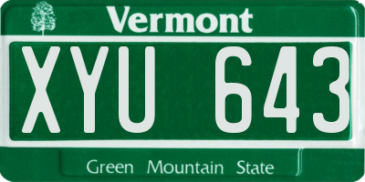 VT license plate XYU643