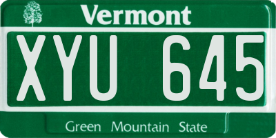VT license plate XYU645