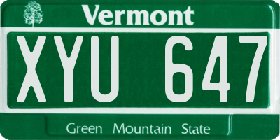 VT license plate XYU647