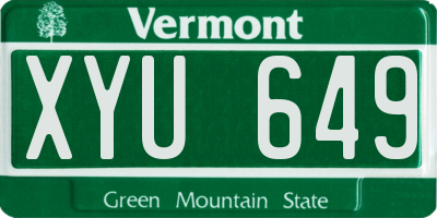 VT license plate XYU649