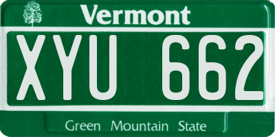 VT license plate XYU662
