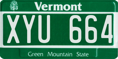 VT license plate XYU664