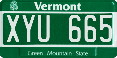 VT license plate XYU665
