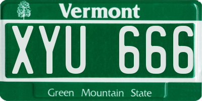 VT license plate XYU666