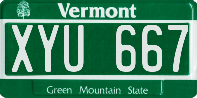 VT license plate XYU667
