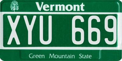 VT license plate XYU669