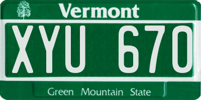 VT license plate XYU670