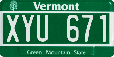 VT license plate XYU671