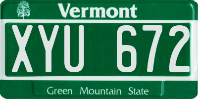 VT license plate XYU672
