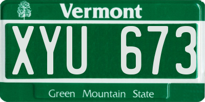 VT license plate XYU673