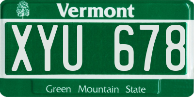 VT license plate XYU678