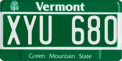 VT license plate XYU680