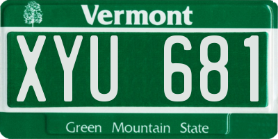 VT license plate XYU681