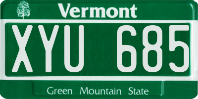 VT license plate XYU685