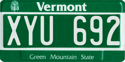 VT license plate XYU692