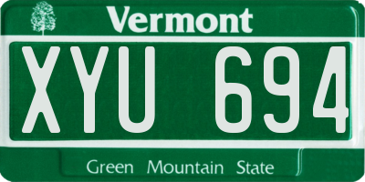 VT license plate XYU694