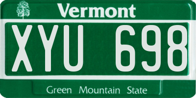 VT license plate XYU698
