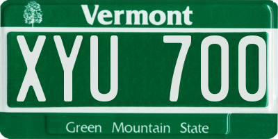VT license plate XYU700
