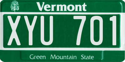 VT license plate XYU701